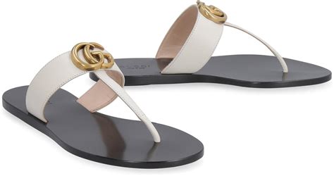 gucci white leather areia thong sandals|Women's Double G thong sandal .